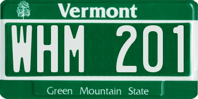 VT license plate WHM201