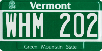 VT license plate WHM202