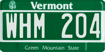 VT license plate WHM204