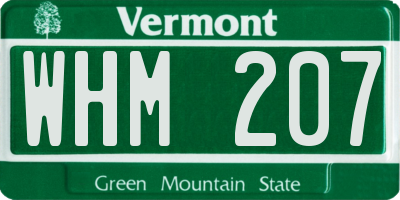 VT license plate WHM207