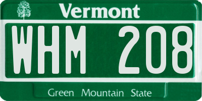 VT license plate WHM208