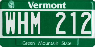 VT license plate WHM212