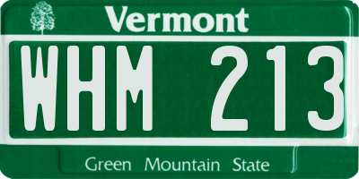 VT license plate WHM213