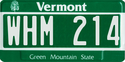 VT license plate WHM214