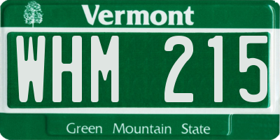 VT license plate WHM215
