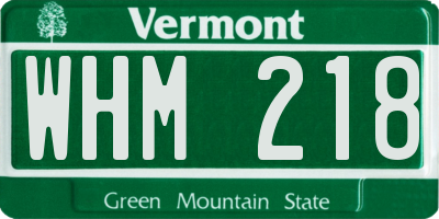 VT license plate WHM218