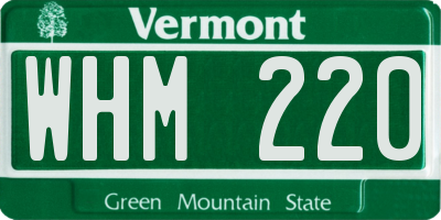 VT license plate WHM220
