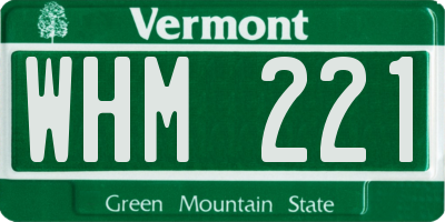 VT license plate WHM221