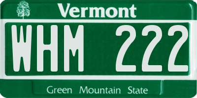 VT license plate WHM222