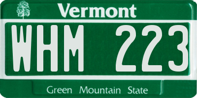VT license plate WHM223