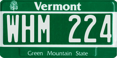 VT license plate WHM224