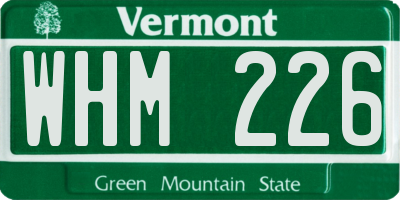 VT license plate WHM226