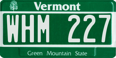 VT license plate WHM227
