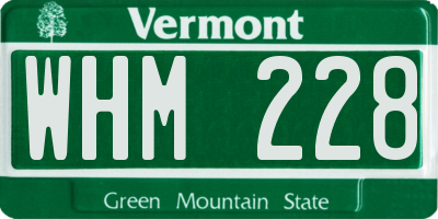 VT license plate WHM228