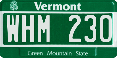 VT license plate WHM230