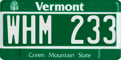 VT license plate WHM233