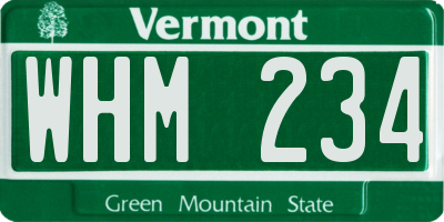VT license plate WHM234