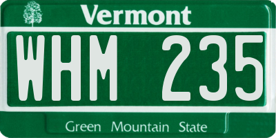 VT license plate WHM235