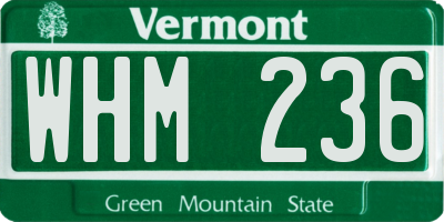 VT license plate WHM236