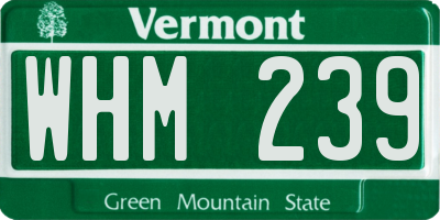 VT license plate WHM239