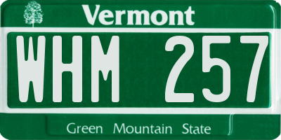 VT license plate WHM257