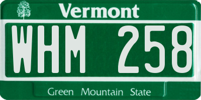 VT license plate WHM258