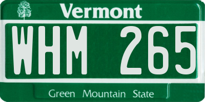 VT license plate WHM265