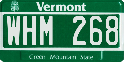 VT license plate WHM268