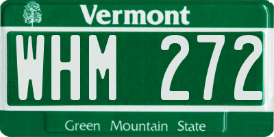 VT license plate WHM272