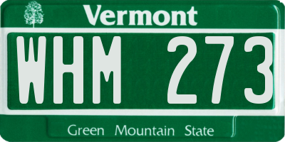 VT license plate WHM273