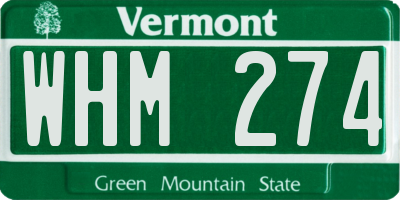VT license plate WHM274