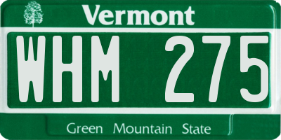 VT license plate WHM275