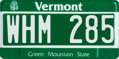 VT license plate WHM285