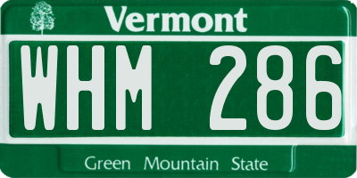 VT license plate WHM286