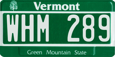 VT license plate WHM289