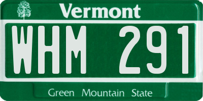 VT license plate WHM291