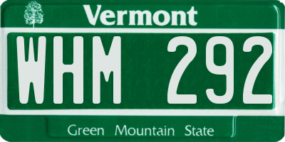VT license plate WHM292