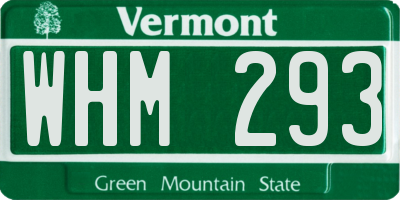 VT license plate WHM293