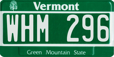 VT license plate WHM296