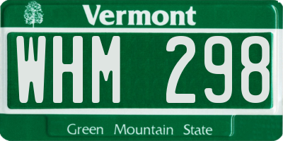 VT license plate WHM298