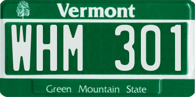 VT license plate WHM301