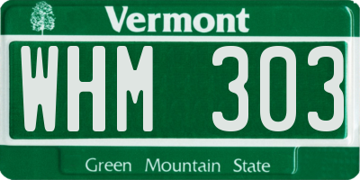 VT license plate WHM303
