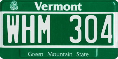 VT license plate WHM304