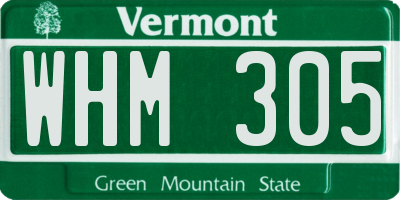 VT license plate WHM305