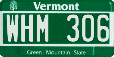 VT license plate WHM306