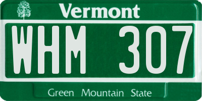 VT license plate WHM307
