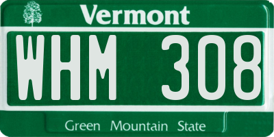 VT license plate WHM308