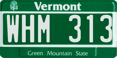 VT license plate WHM313