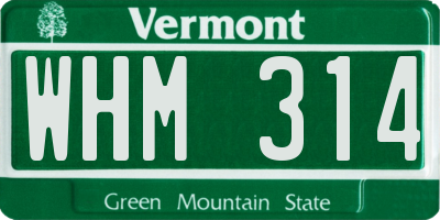VT license plate WHM314