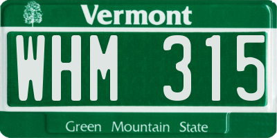 VT license plate WHM315